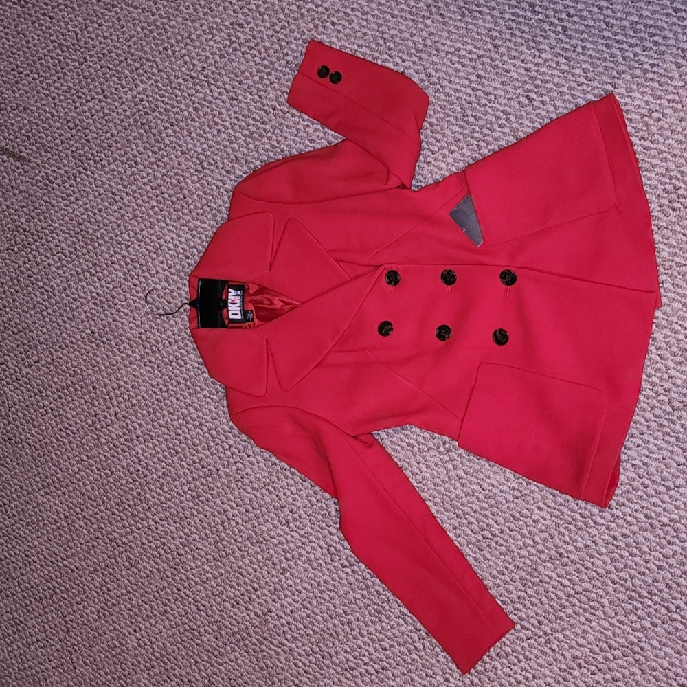 DONNA KARAN NEW YORK RED STRUCTURED DOUBLE BREAST BLAZER UNWORN